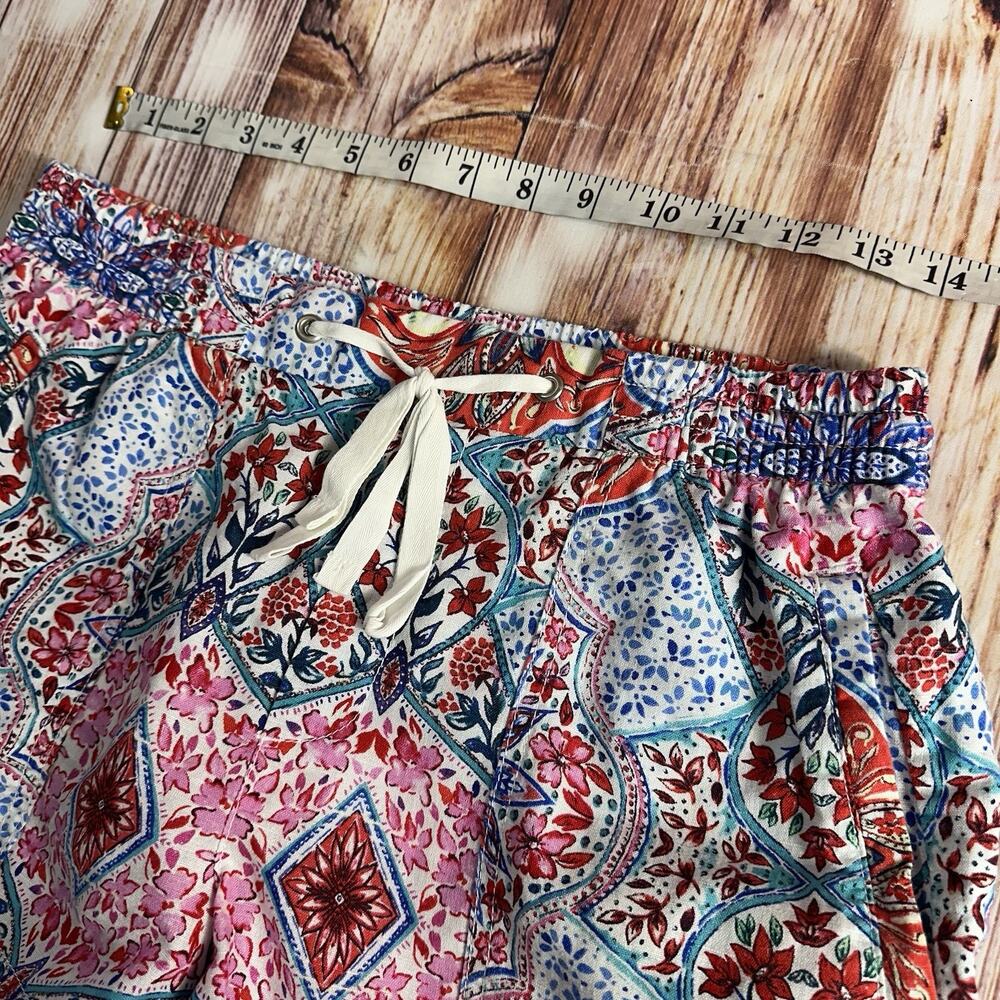 Gap Womens Sz Small Floral Paisley Linen Blend Drawstring Shortie Shorts 28x2.75 - Picture 3 of 8